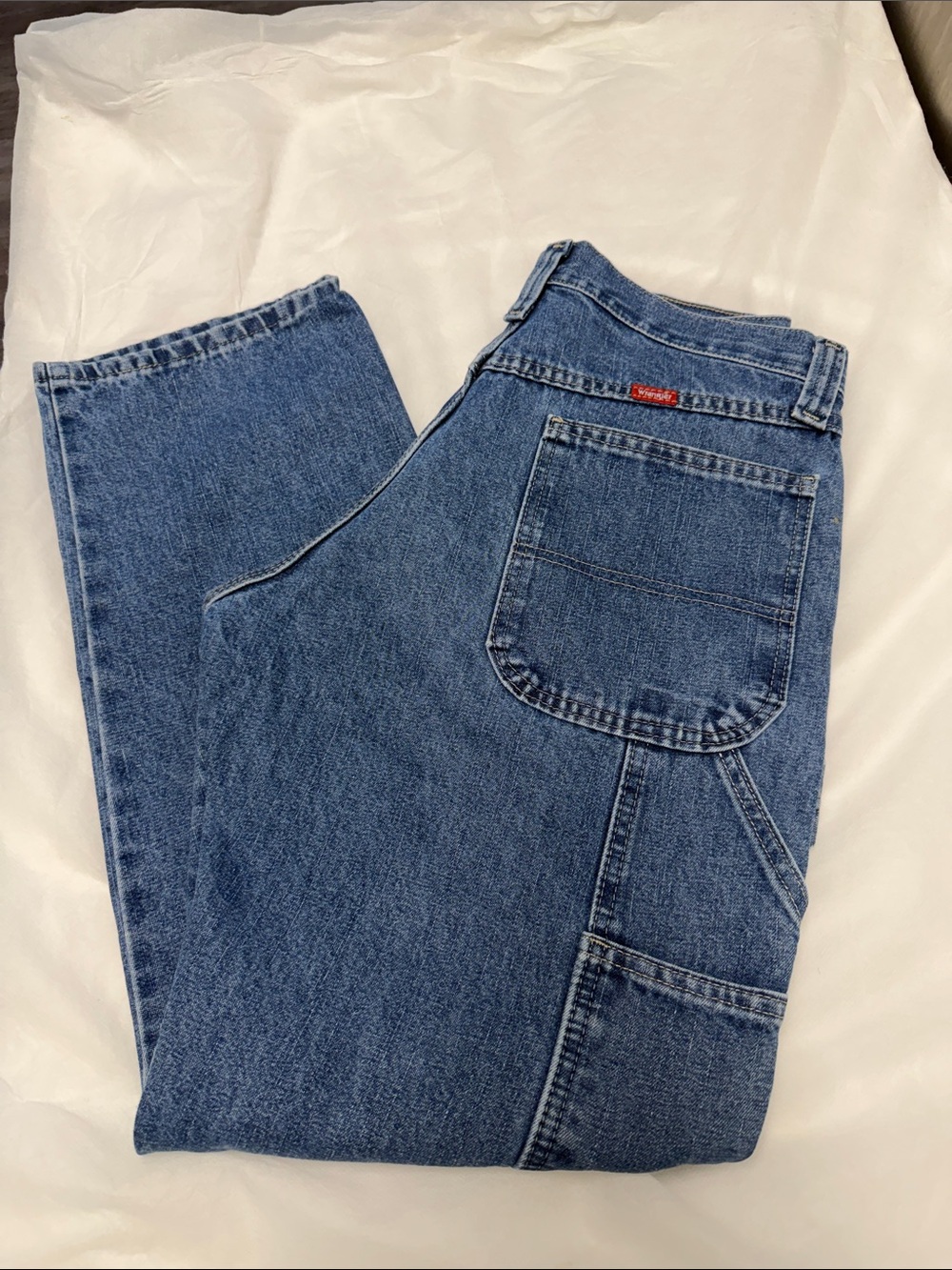 Wrangler Men's Relaxed Blue Carpenter Jeans with Utility Pockets